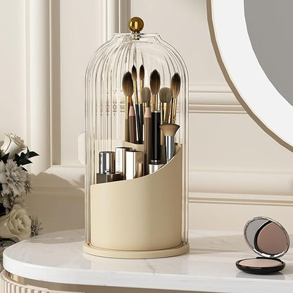 Aurielle Makeup Brush Holder with Lid – Rotating Dustproof Organizer