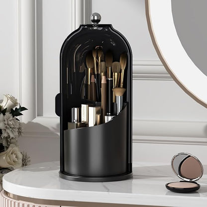 Aurielle Makeup Brush Holder with Lid – Rotating Dustproof Organizer